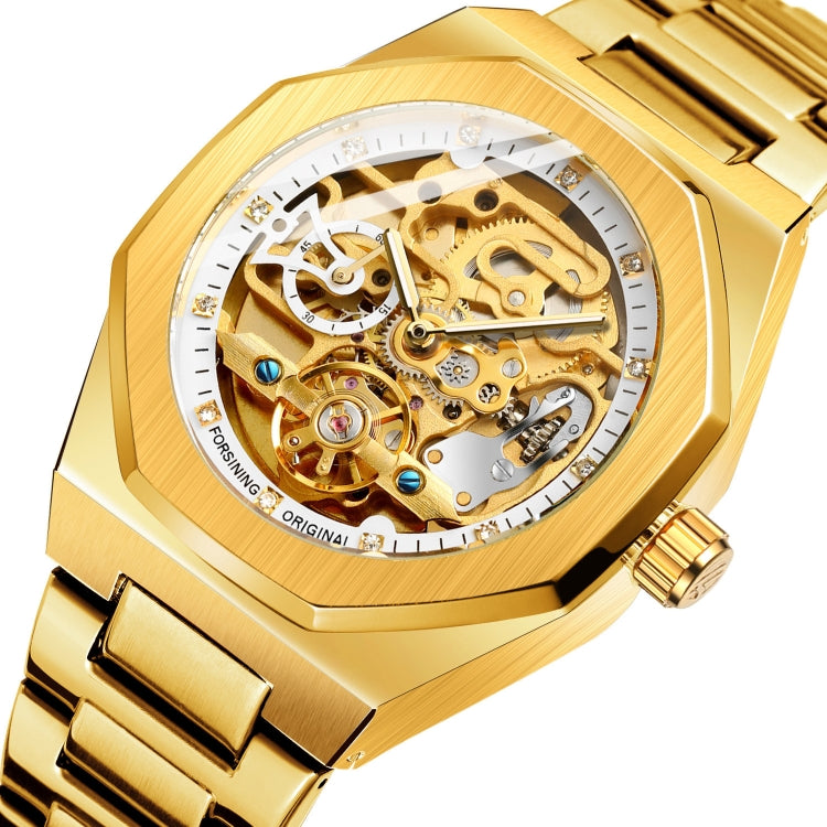 FORSINING F980 Luminous Three Eye Six Shot Weekly Steel Belt Men Fully Automatic Mechanical Watch
