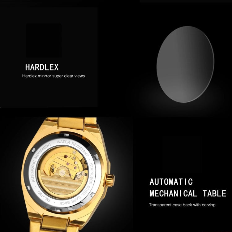 FORSINING F980 Luminous Three Eye Six Shot Weekly Steel Belt Men Fully Automatic Mechanical Watch