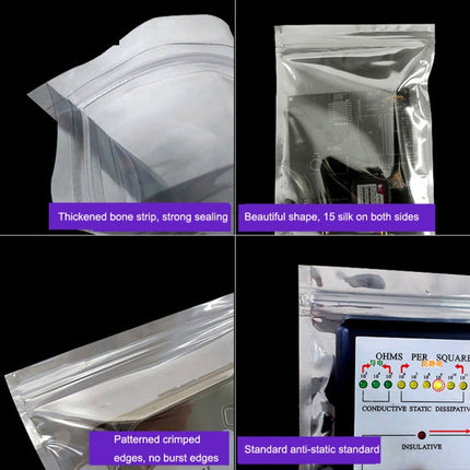 100pcs / Pack 20x30cm Anti-static Shielding Bag Hard Disk Insulation Bag Electronic Plastic Motherboard Packaging Bag, 100pcs/pack 17x25cm, 100pcs/pack 18x20cm, 100pcs/pack 18x26cm, 100pcs/pack 19x21cm, 100pcs/pack 20x30cm, 100pcs/pack 21x23cm         ...