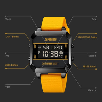 SKMEI 1848 Fashion Multifunctional Student Sports Waterproof Men Watch, 1848(Yellow), 1848(Red), 1848(Black)