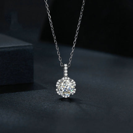 Sterling Silver S925 White Gold Plated Zircon Moissanite Necklace