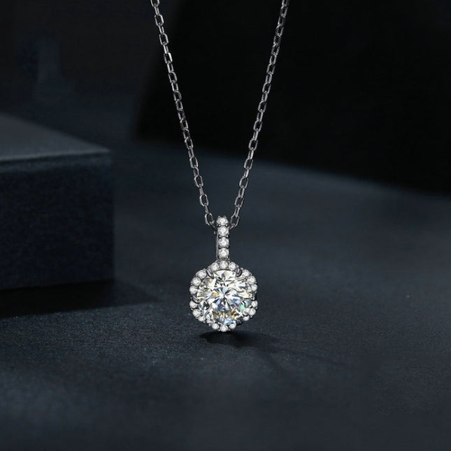 Sterling Silver S925 White Gold Plated Zircon Moissanite Necklace