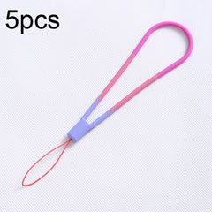 5pcs Silicone Cell Phone Lanyard Watercolor Woven Pattern Fan U Disk Strap, Spring Sakura, Winter Snow, Slurry, Green, Autumn Leaf Yellow, Purple Red