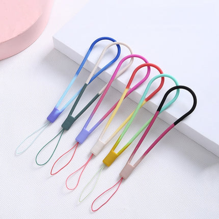5pcs Silicone Cell Phone Lanyard Watercolor Woven Pattern Fan U Disk Strap, Spring Sakura, Winter Snow, Slurry, Green, Autumn Leaf Yellow, Purple Red