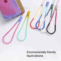 5pcs Silicone Cell Phone Lanyard Watercolor Woven Pattern Fan U Disk Strap, Spring Sakura, Winter Snow, Slurry, Green, Autumn Leaf Yellow, Purple Red