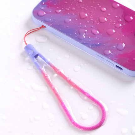 5pcs Silicone Cell Phone Lanyard Watercolor Woven Pattern Fan U Disk Strap, Spring Sakura, Winter Snow, Slurry, Green, Autumn Leaf Yellow, Purple Red