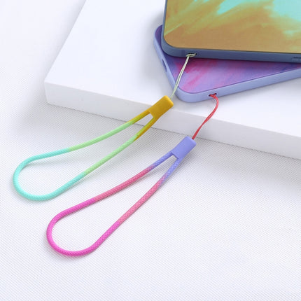 5pcs Silicone Cell Phone Lanyard Watercolor Woven Pattern Fan U Disk Strap, Spring Sakura, Winter Snow, Slurry, Green, Autumn Leaf Yellow, Purple Red