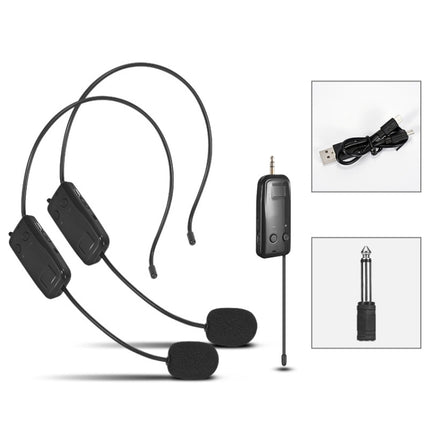 Amplificador de auriculares con micrófono de solapa inalámbrico UHF, uno para uno, uno para dos