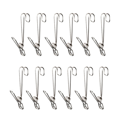 With Long Tail Clothes Drying Clip Stainless Steel Ribbon Hook Hanging Clip, 12pcs Stainless Steel