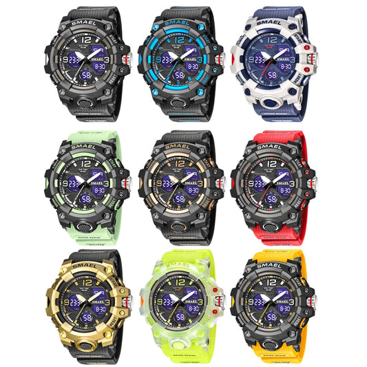 SMAEL 8008 Outdoor Sports Multifunctional Waterproof Luminous Men Watch, Black Blue