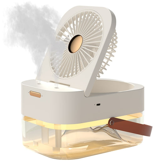 2.5L Dual Spray Humidifying Fan with Ambient Light Aroma Diffuser, USB Plug, Rechargeable 4000mAh