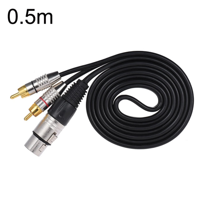 XLR Female To 2RCA Male Plug Stereo Audio Cable, Length:, 0.5m, 1m, 1.5m, 2m, 3m, 5m, 8m, 10m