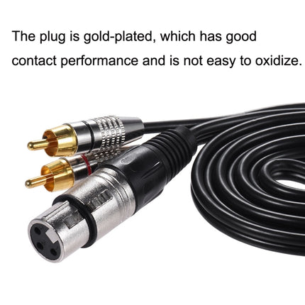 XLR Female To 2RCA Male Plug Stereo Audio Cable, Length:, 0.5m, 1m, 1.5m, 2m, 3m, 5m, 8m, 10m