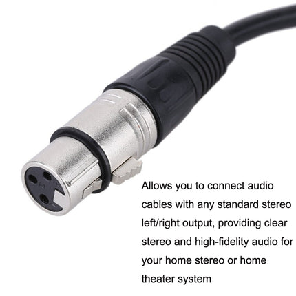 XLR Female To 2RCA Male Plug Stereo Audio Cable, Length:, 0.5m, 1m, 1.5m, 2m, 3m, 5m, 8m, 10m
