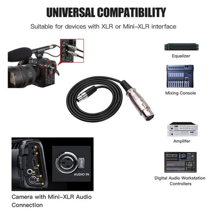 Xlrmini Caron Female To Mini Female Balancing Cable For 48V Sound Card Microphone Audio Cable, Length:, 0.5m, 1m, 1.5m, 2m, 3m, 5m, 10m