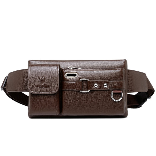 WEIXIER 8117 Men Sports Waist Bag Multi-Function Outdoor PU Bag, 8117 Brown, 8117 Black