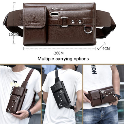 WEIXIER 8117 Men Sports Waist Bag Multi-Function Outdoor PU Bag, 8117 Brown, 8117 Black