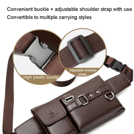 WEIXIER 8117 Men Sports Waist Bag Multi-Function Outdoor PU Bag, 8117 Brown, 8117 Black