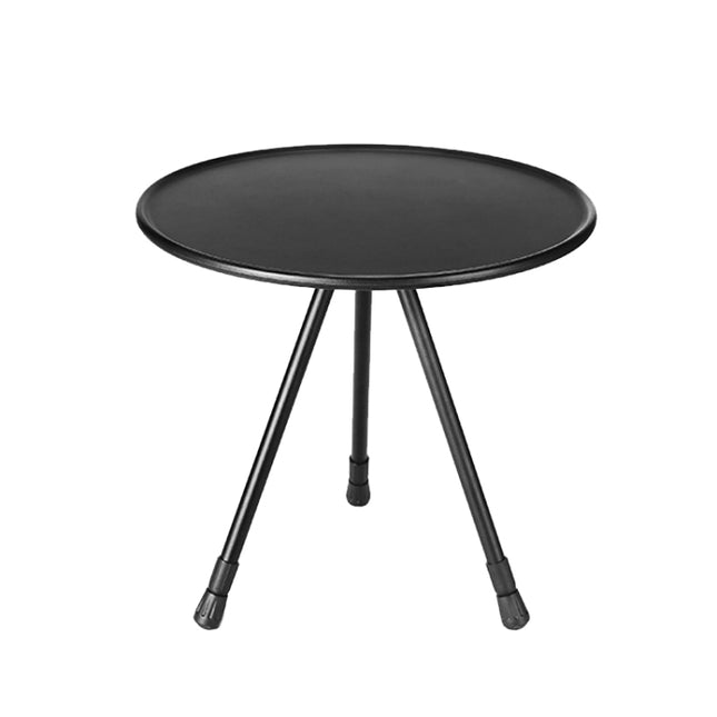 Outdoor Aluminum Alloy Folding Small Round Table Portable Liftable Camping Table, Black, Wood Color