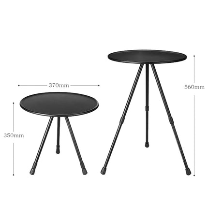 Outdoor Aluminum Alloy Folding Small Round Table Portable Liftable Camping Table, Black, Wood Color