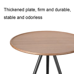 Outdoor Aluminum Alloy Folding Small Round Table Portable Liftable Camping Table, Black, Wood Color