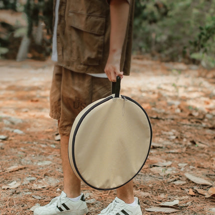 Outdoor Aluminum Alloy Folding Small Round Table Portable Liftable Camping Table, Black, Wood Color