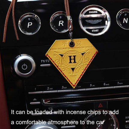 Car Pendant Triangular Ping An Charm Bag Leather Rearview Mirror Ornament, Triangular Red