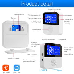 Tuya WIFI Temperature And Humidity Sensor With 2.9inch LCD Display,Spec:, Only Sensor, With Sensing Line