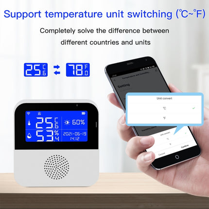 Tuya WIFI Temperature And Humidity Sensor With 2.9inch LCD Display,Spec:, Only Sensor, With Sensing Line