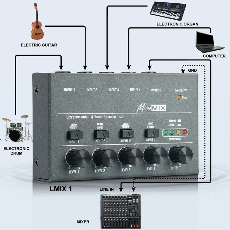 With Single Channel Stereo Switching Mini Signal Hybrid Small Audio, 4 Way mixer, 8 Way Mixer