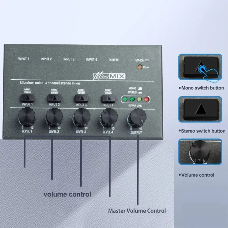 With Single Channel Stereo Switching Mini Signal Hybrid Small Audio, 4 Way mixer, 8 Way Mixer