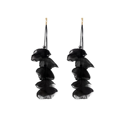 Long Exaggerated Fabric Art Handmade Petal Earrings, E1908-21 Blue, E1908-22 Yellow, E1908-23 Red, E1908-24 Pink, E1908-25 Black, E1908-26 White, E1908-27 Blue, E1908-28 Red, E1908-29 Black, E1908-30 Yellow, E1908-31 Pink, E1908-32 White, E1908-33 Blac...