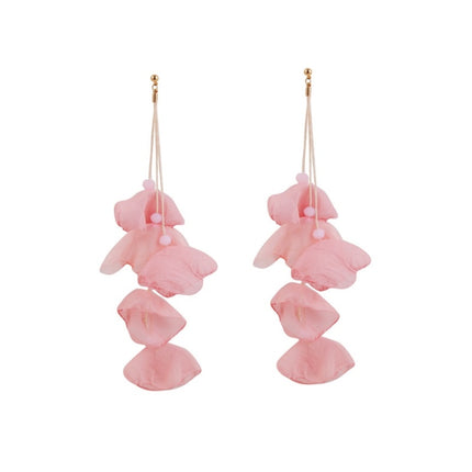 Long Exaggerated Fabric Art Handmade Petal Earrings, E1908-21 Blue, E1908-22 Yellow, E1908-23 Red, E1908-24 Pink, E1908-25 Black, E1908-26 White, E1908-27 Blue, E1908-28 Red, E1908-29 Black, E1908-30 Yellow, E1908-31 Pink, E1908-32 White, E1908-33 Blac...