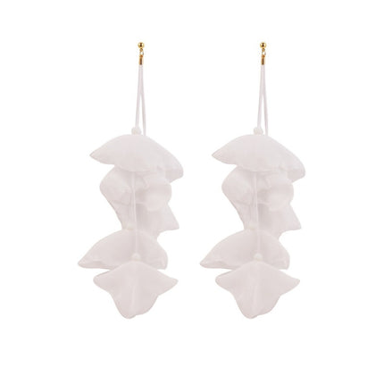 Long Exaggerated Fabric Art Handmade Petal Earrings, E1908-21 Blue, E1908-22 Yellow, E1908-23 Red, E1908-24 Pink, E1908-25 Black, E1908-26 White, E1908-27 Blue, E1908-28 Red, E1908-29 Black, E1908-30 Yellow, E1908-31 Pink, E1908-32 White, E1908-33 Blac...