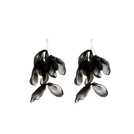 Long Exaggerated Fabric Art Handmade Petal Earrings, E1908-21 Blue, E1908-22 Yellow, E1908-23 Red, E1908-24 Pink, E1908-25 Black, E1908-26 White, E1908-27 Blue, E1908-28 Red, E1908-29 Black, E1908-30 Yellow, E1908-31 Pink, E1908-32 White, E1908-33 Blac...