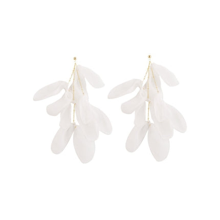 Long Exaggerated Fabric Art Handmade Petal Earrings, E1908-21 Blue, E1908-22 Yellow, E1908-23 Red, E1908-24 Pink, E1908-25 Black, E1908-26 White, E1908-27 Blue, E1908-28 Red, E1908-29 Black, E1908-30 Yellow, E1908-31 Pink, E1908-32 White, E1908-33 Blac...