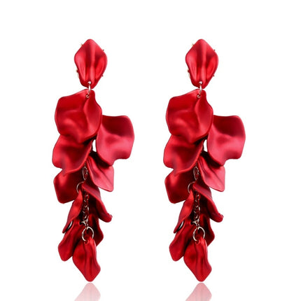 Long Exaggerated Fabric Art Handmade Petal Earrings, E1908-21 Blue, E1908-22 Yellow, E1908-23 Red, E1908-24 Pink, E1908-25 Black, E1908-26 White, E1908-27 Blue, E1908-28 Red, E1908-29 Black, E1908-30 Yellow, E1908-31 Pink, E1908-32 White, E1908-33 Blac...