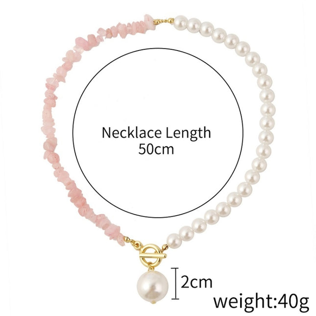 Boho Colorful Broken Natural Stone Necklace, Model:, N2105-9 Color Stone Pearl Pendant, N2206-8 Pink Stone, N2206-9 Light Blue Stone, N2206-10 Multi-color Stone, N2206-11 Transparent Stone, N2106-23 Pink Stone Single Chain                              ...