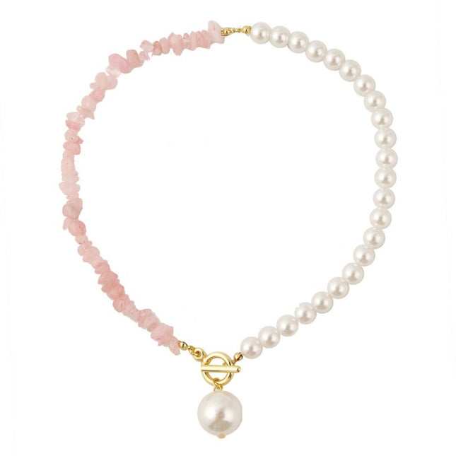 Boho Colorful Broken Natural Stone Necklace, Model:, N2105-9 Color Stone Pearl Pendant, N2206-8 Pink Stone, N2206-9 Light Blue Stone, N2206-10 Multi-color Stone, N2206-11 Transparent Stone, N2106-23 Pink Stone Single Chain                              ...