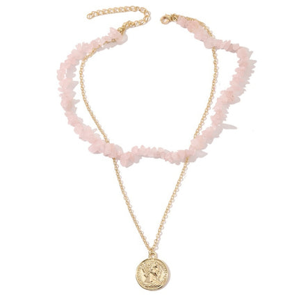 Boho Colorful Broken Natural Stone Necklace, Model:, N2105-9 Color Stone Pearl Pendant, N2206-8 Pink Stone, N2206-9 Light Blue Stone, N2206-10 Multi-color Stone, N2206-11 Transparent Stone, N2106-23 Pink Stone Single Chain                              ...