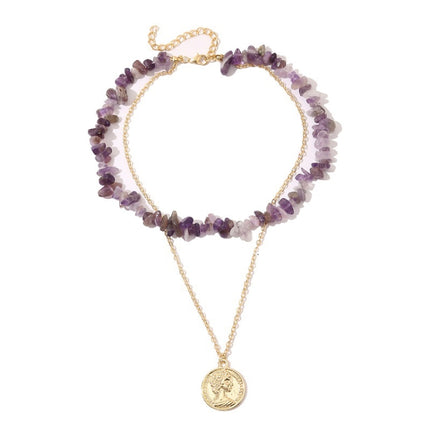 Boho Colorful Broken Natural Stone Necklace, Model:, N2105-9 Color Stone Pearl Pendant, N2206-8 Pink Stone, N2206-9 Light Blue Stone, N2206-10 Multi-color Stone, N2206-11 Transparent Stone, N2106-23 Pink Stone Single Chain                              ...