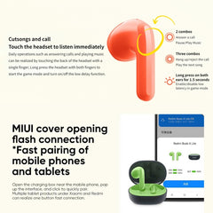 Original Xiaomi Redmi Buds 4 Lite TWS Bluetooth 5.3 Call Noise Reduction Earphone, Redmi Buds 4 Lite, Redmi Buds 4 Lite Black, Redmi Buds 4 Lite Orange, Redmi Buds 4 Lite Green