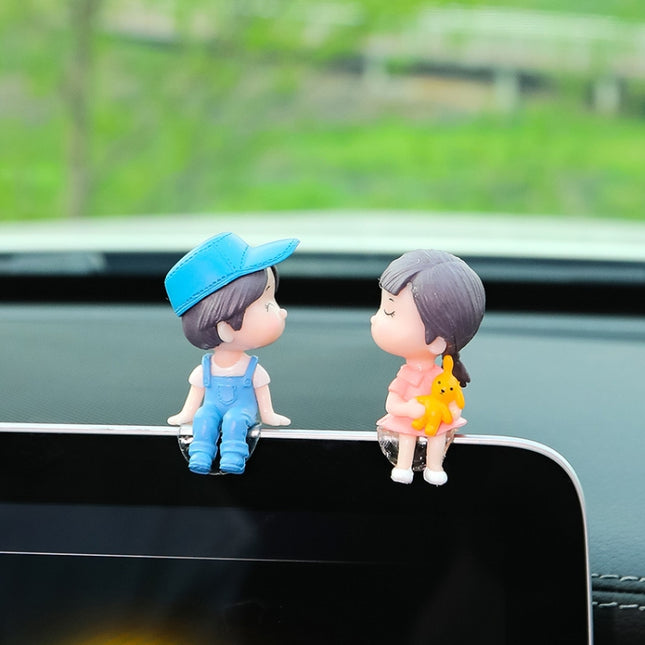 Car Ornament Ornament Lovely Kissing Couple Doll, Color:, Blue, Gray, Reading, Clever, Blue+Balloon, Blue+Blue White Balloon, Gray+Balloon, Gray+Gray Balloon, Reading+Balloon, Clever+Balloon, Stool Blue Couple, Stool Gray Couple, Stool Reading Couple  ...