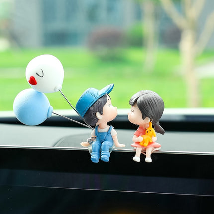 Car Ornament Ornament Lovely Kissing Couple Doll, Color:, Blue, Gray, Reading, Clever, Blue+Balloon, Blue+Blue White Balloon, Gray+Balloon, Gray+Gray Balloon, Reading+Balloon, Clever+Balloon, Stool Blue Couple, Stool Gray Couple, Stool Reading Couple  ...