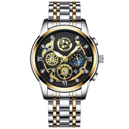BINBOND 4010 Multifunctional Waterproof Hollowed Luminous Quartz Watch