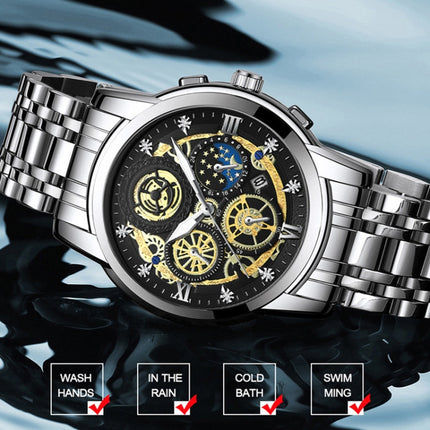 BINBOND 4010 Multifunctional Waterproof Hollowed Luminous Quartz Watch