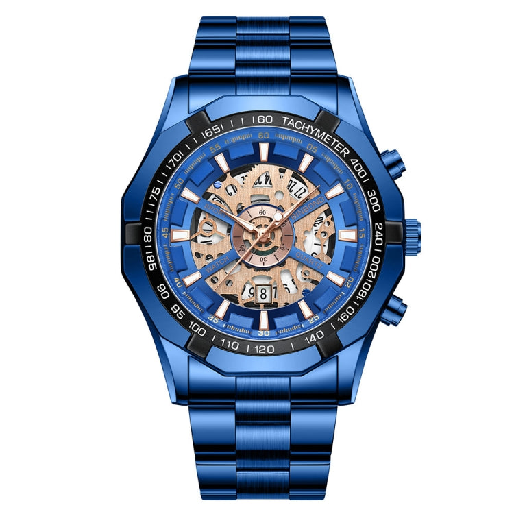 BINBOND S033 Hollowed Mechanical 30m Waterproof Luminous Quartz Watch