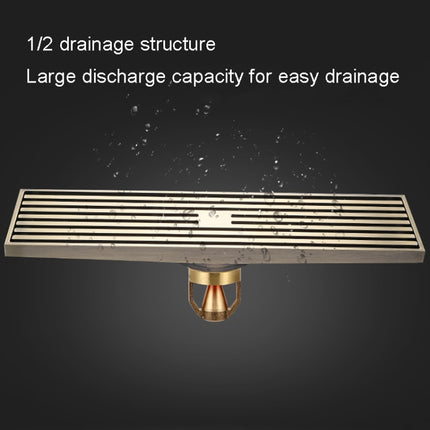 8x30cm Extended Full Copper Strip Floor Drain, Style: