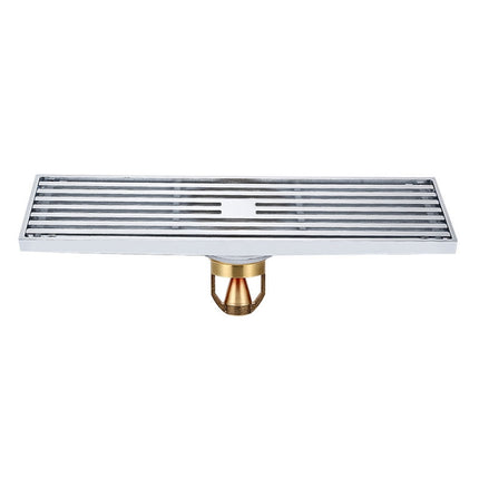 8x30cm Extended Full Copper Strip Floor Drain, Style: