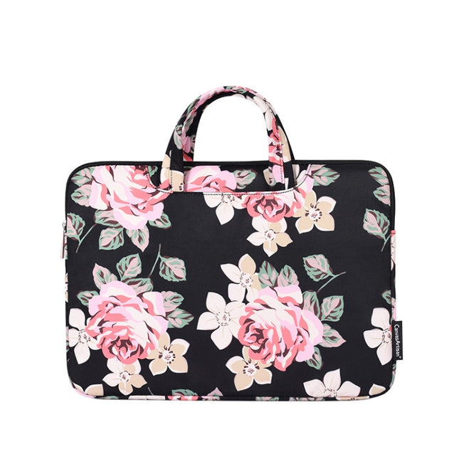 H40-B01 White Rose Pattern Laptop Case Bag Computer Liner Bag With Handle